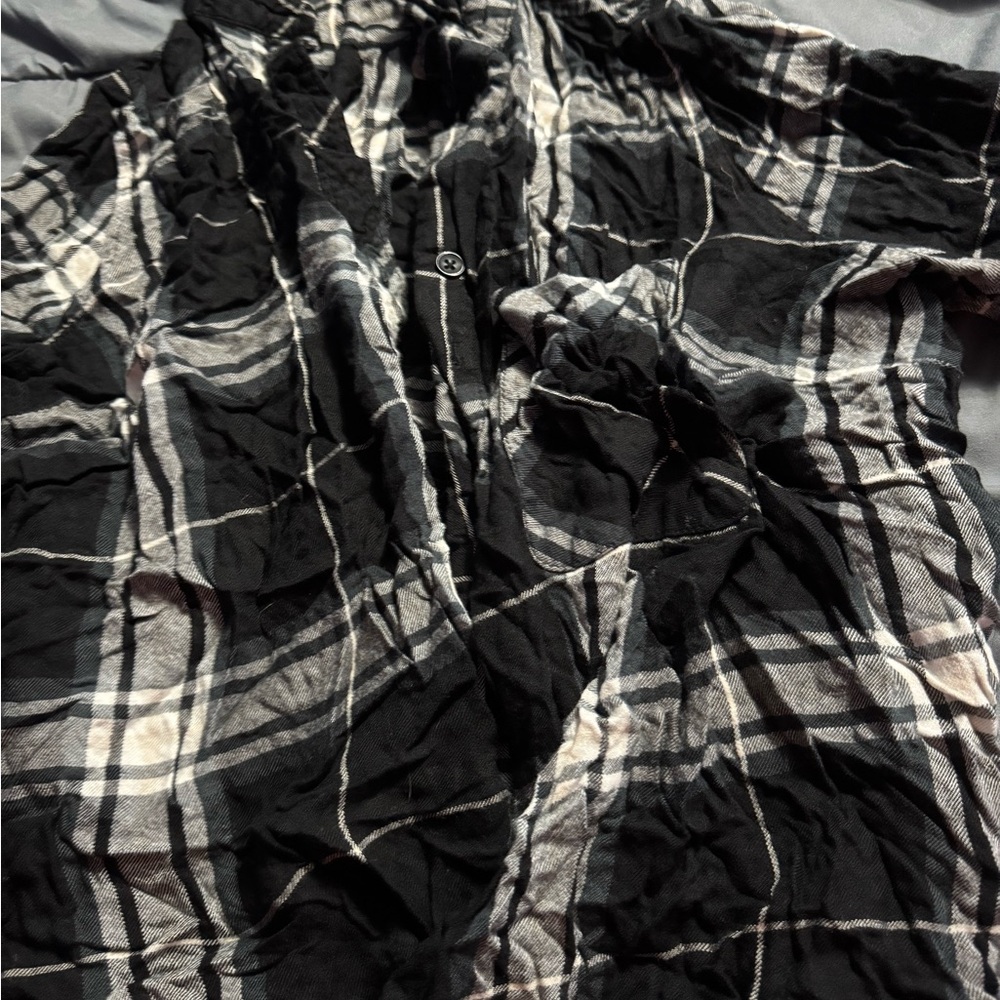 Terra & Sky Black and White Plaid Button Down Shirt